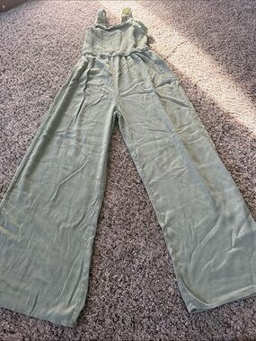 art class Sage Green Wide-Leg Smocked Jumpsuit